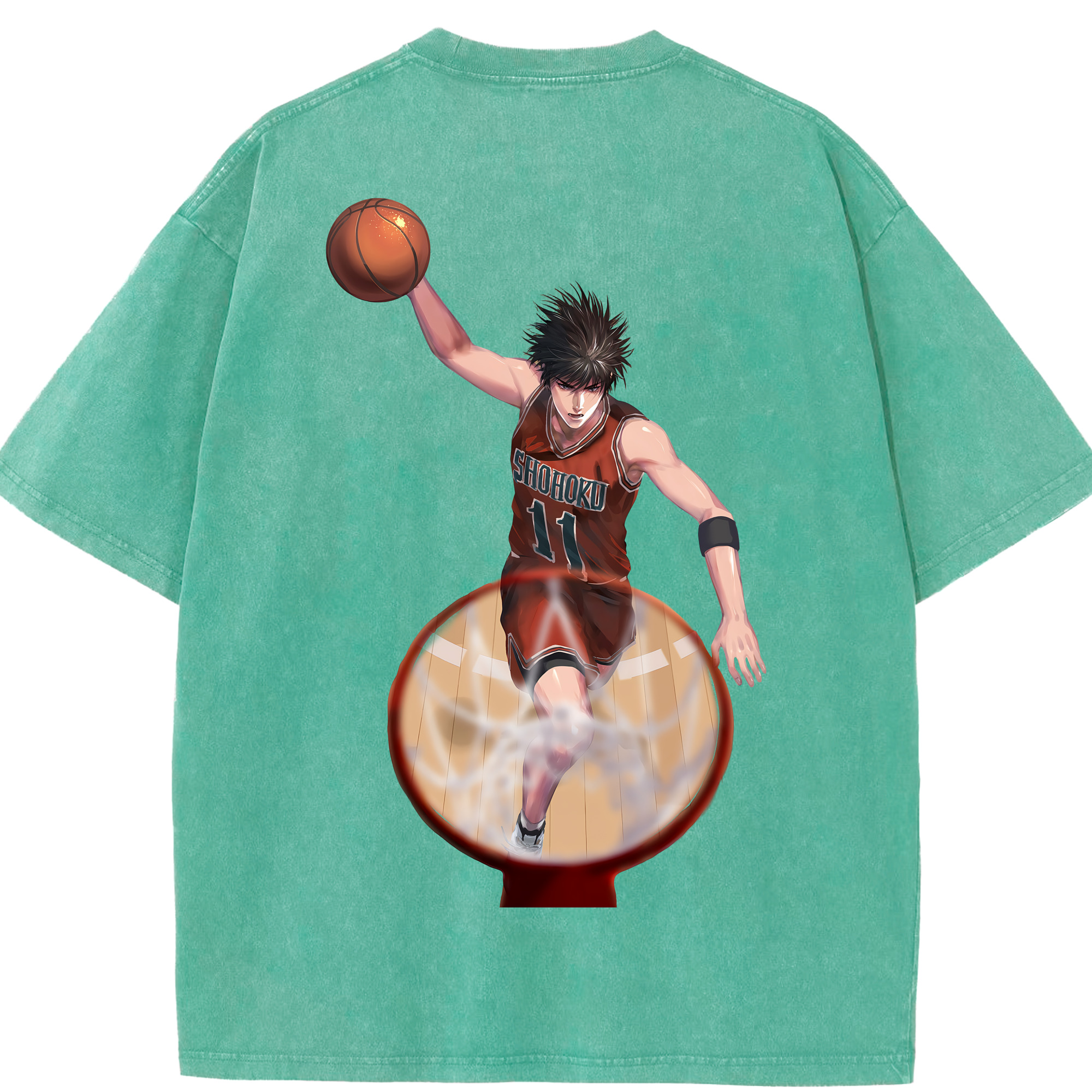 （画像用） SLAM DUNK／スラムダンク 綿100% ヴィンテージ風 半袖Tシャツ（背面プリント）